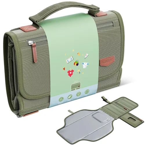 Miniatura 12 de Alatino Cambiador de pañales portátil para bebé, cambiador de viaje desmontable con bolsillo para toallitas para bebés, regalos para baby shower
