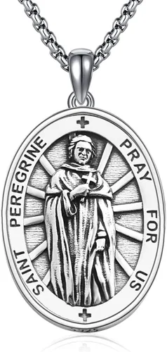 Miniatura 366 de Collar de plata de ley 925 con medalla de San Patrón, colgante de protección católica, amuleto, joyería religiosa para hombres y mujeres