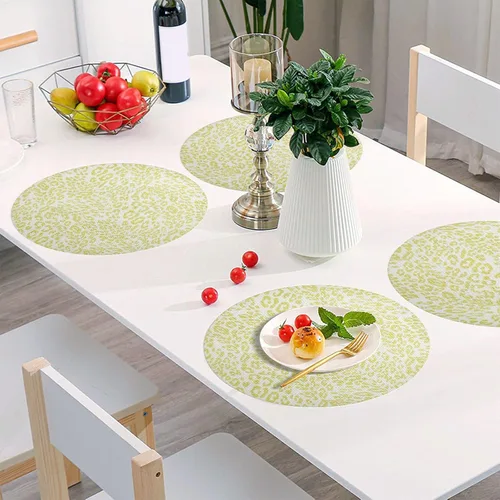Miniatura 6 de Tapete de placa de PVC amarillo con estampado de leopardo, antideslizante para mesa de comedor para cocina (talla única x 1)