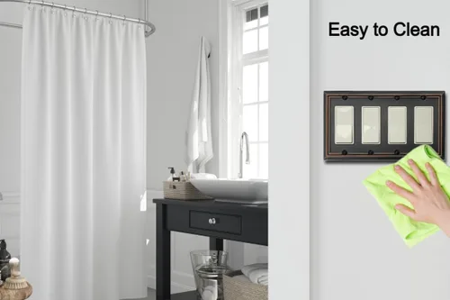 Miniatura 6 de OKAWYC Adler - Placa de pared de metal para interruptor de luz cuádruple decorativa, paquete de 2 unidades de bronce envejecido de 4 segmentos