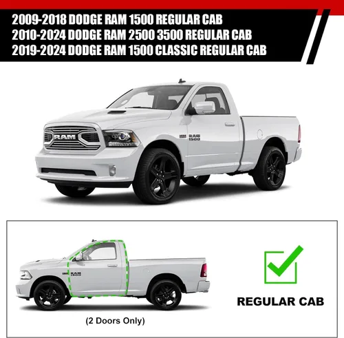Miniatura 4 de Estribos compatibles con Dodge Ram 1500 2009-2018 (incluido 2019-2024 Classic), 2010-2024 2500 y 3500 Cabina Regular/Cabina Estándar/Cabina