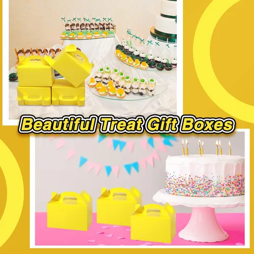 Miniatura 7 de 36 cajas de regalo de fiesta, cajas de regalo de papel a dos aguas con asas para cumpleaños, boda, ducha, suministros de fiesta de Navidad, 6 x 3.5