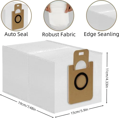 Miniatura 3 de 12 bolsas de polvo de repuesto para aspiradoras robot Dreame D10 Plus RLS3D / D10s Plus / Z10 Pro, gran capacidad de 3 litros de sellado automático