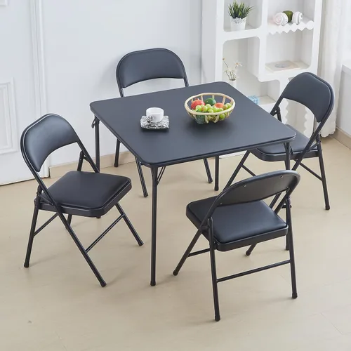 Miniatura 2 de KAIHAOWIN Paquete de 2 sillas plegables, asiento acolchado de vinilo, fácil almacenamiento, apilable, asiento comercial Morden con marco de metal