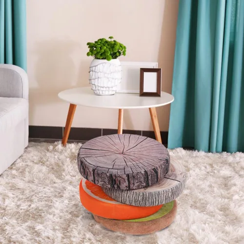 Miniatura 6 de HYSEAS Almohada Decorativa Redonda, Impresión Digital 3D Cómoda Almohada Divertida y Linda de Tronco de Madera para Niños, Cojín Circular de Asiento