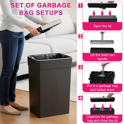 Miniatura 5 de PayLessHere Basurero de 13 galones / 50 L con tapa, cubo de basura de plástico para cocina, basurero automático sin tacto con sensor de movimiento