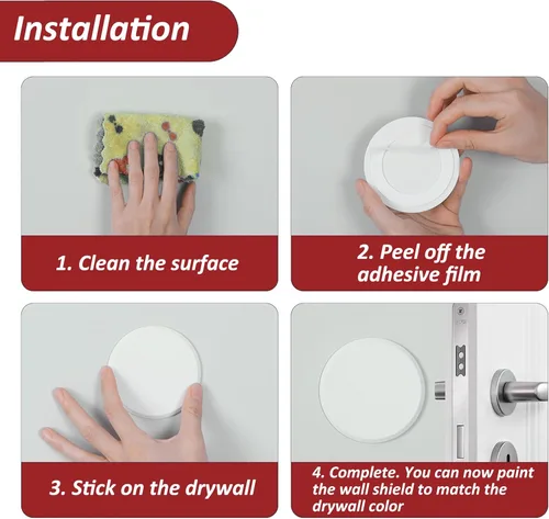 Miniatura 4 de Wideskall® Protector autoadhesivo para pomo de puerta redondo blanco (tamaño estándar de 3 pulgadas, 10.00 pulgadas, unidad)
