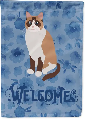 Miniatura 64 de Caroline's Treasures CK5047CHF Ojos Azules - Bandera de bienvenida con diseño de gato para casa de porche, grande, para colgar en la pared