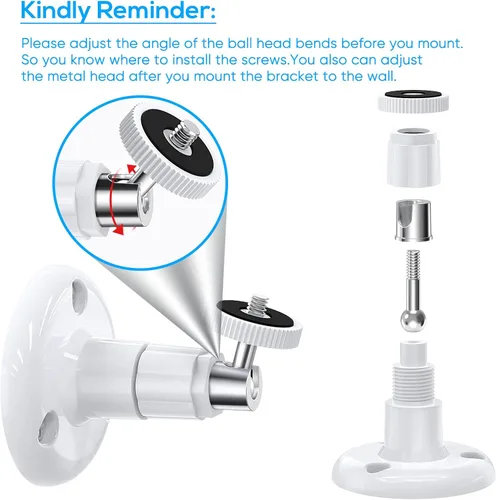 Miniatura 4 de FastSnail Soporte de pared compatible con Wyze Cam Pan V3 y Wyze Cam V4/V3 y Wyze Cam exterior/interior, soporte ajustable giratorio de 360 grados