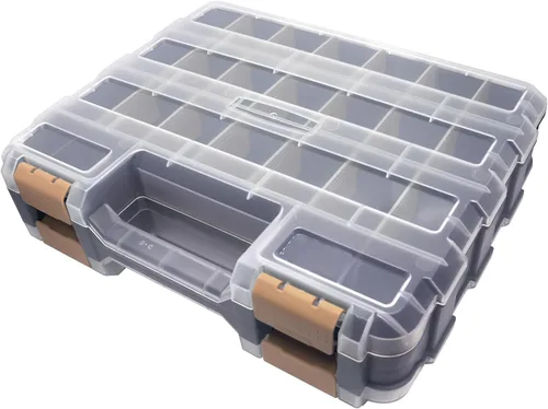 Miniatura 12 de Organizador de Caja de Herramientas de Doble Cara, Caja de Almacenamiento de Hardware, Organizador Portátil de Piezas Pequeñas con Separadores