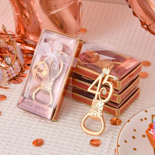 Miniatura 9 de 24 cajas de abrebotellas de cumpleaños con temática de oro rosa, adecuado para regalos de fiesta de boda, regalos de fiesta de cumpleaños