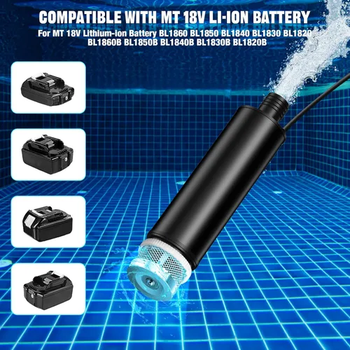 Miniatura 8 de Bomba de agua para Makita Battery 18V LXT, bomba sumergible portátil, pequeña bomba eléctrica inalámbrica de transferencia de agua de 500 GPH