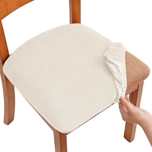 Miniatura 27 de Smiry - Fundas de asiento de terciopelo para sillas de comedor, juego de 4, ajuste elástico, extraíbles, lavables, protectores de cojín de asiento