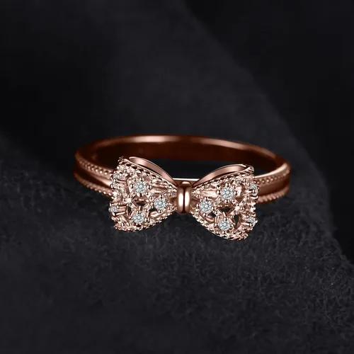 Miniatura 43 de JewelryPalace - Anillos de plata de ley 925 chapados en oro rosa, amarillo o blanco de 14 K para mujer, de compromiso, con circonia cúbica, de boda
