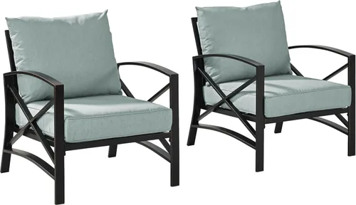 Crosley Furniture Kaplan - Juego de 2 sillas para exteriores, sillas de patio para conversación, porche, terraza, balcón, bronce aceitado con