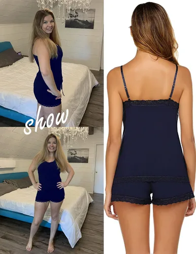 Miniatura 6 de Avidlove - Conjunto de pijama para mujer con pantalones cortos, ropa para dormir con borde de encaje