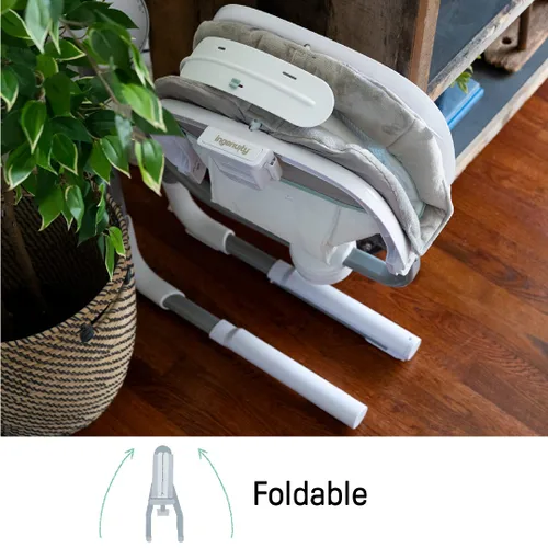 Miniatura 16 de Ingenuity Anyway Sway - Columpio portátil plegable de 5 velocidades y asiento infantil multidireccional con vibraciones, sonidos de la naturaleza