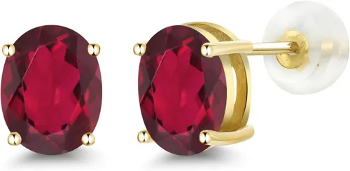 Miniatura 161 de Gem Stone King Aretes de oro de 14 quilates con piedra natal ovalada de 0.315 x 0.236 in Aretes de oro para mujer