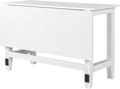 Miniatura 5 de Mesa de comedor extensible de madera de granja con hojas colgantes para lugares pequeños, color blanco TJ429