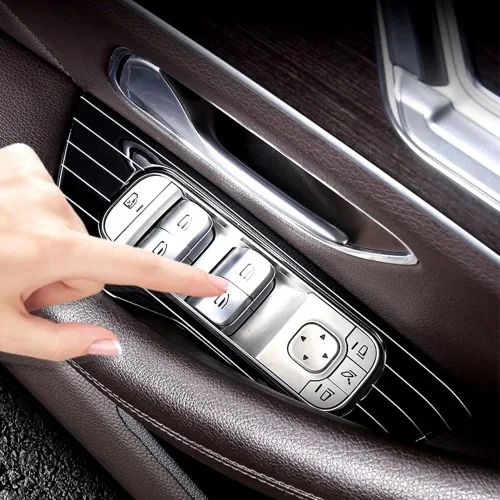 Miniatura 3 de Cubierta del panel de control de la ventana de la puerta del automóvil del automóvil, interruptor de elevación, piano negro, para Mercedes Benz