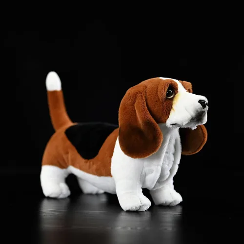 Miniatura 9 de Animal de peluche realista de Basset Hound francés, 12 pulgadas de largo, realista, esponjoso, marrón, cachorro, regalo de peluche
