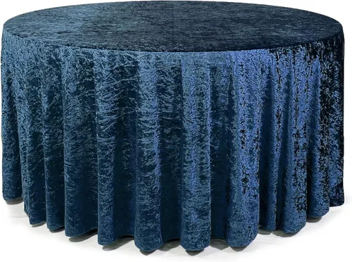Miniatura 20 de YOUR CHAIR COVERS - Mantel redondo de terciopelo triturado de 120 pulgadas para mesas redondas de 5 pies - Azul polvoriento Azul empolvado