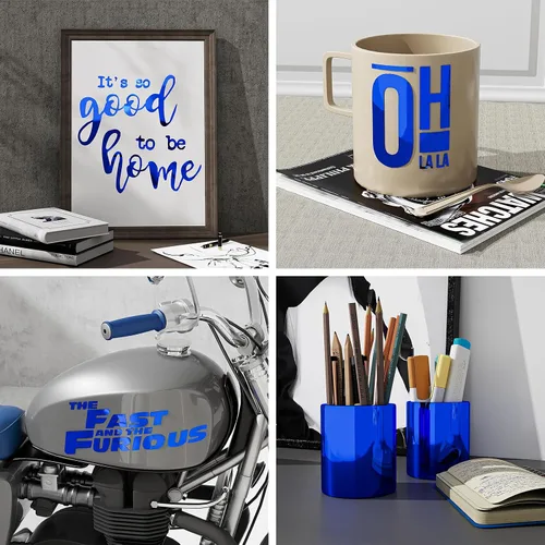 Miniatura 6 de VEELIKE Papel tapiz de vinilo metálico azul brillante de 15.7''x118'', despegar y pegar, vinilo espejo azul no reflectante, rollo de vinilo adhesivo