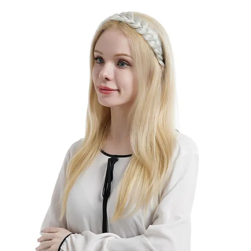 Miniatura 5 de Diadema trenzada, 2 hebras, clásica, gruesa, trenzada, ancha, elástica, de calidad, sintética, trenzada, para mujeres y niñas, estilo bohemio, 2.42