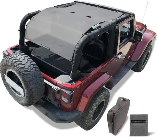 Miniatura 32 de Shadeidea JK - Parasol superior compatible con Jeep Wrangler JKU, cubierta de techo de malla suave (2007-2018) - Bloqueador de ruido de viento UV