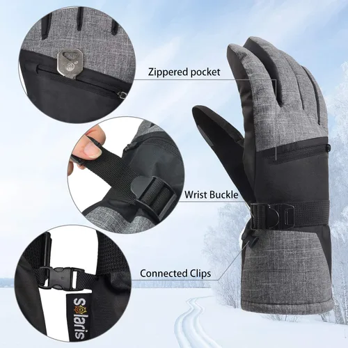 Miniatura 2 de Guantes de esquí impermeables para hombres y mujeres, guantes de snowboard 3M Thinsulate con media máscara de esquí para esquí, snowboard, palas