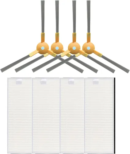 Piezas de repuesto compatibles con Tesvor S6 X500 X520 X600 Pro M1 Robot Aspirador Accesorios, 4 Filtros HEPA 4 Cepillos Laterales Set4