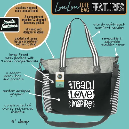 Miniatura 67 de Brooke & Jess Designs Teacher Tote Bag for Work - Teacher Handbag Gifts for Women, Teacher Bag Best Teacher Appreciation Gift