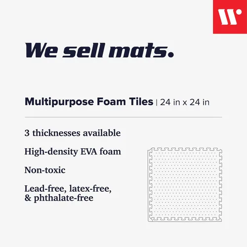 Miniatura 2 de We Sell Mats 3/8" Thick Multipurpose EVA Foam Exercise Floor Mat, Interlocking Tiles, Anti-Fatigue for Home or Gym Azul