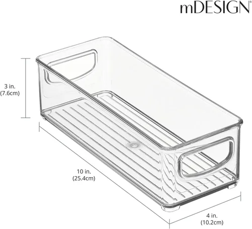 Miniatura 3 de mDesign - Contenedores pequeños de plástico para almacenamiento de oficina con asas para organización en gabinete de archivos, estante de armario