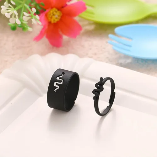 Miniatura 4 de TikTok - Anillo de serpiente con diseño de rompecabezas diseño de serpiente ajustable rosa promesa abierta anillos de compromiso para mujeres y niñas