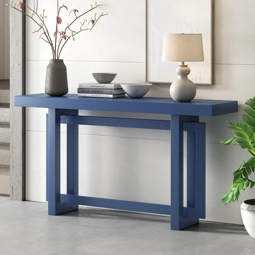Miniatura 17 de Mesa consola clásica de 63 pulgadas con 4 cajones de almacenamiento y 1 estante, aparador de madera para sala de estar, pasillo, entrada, cocina