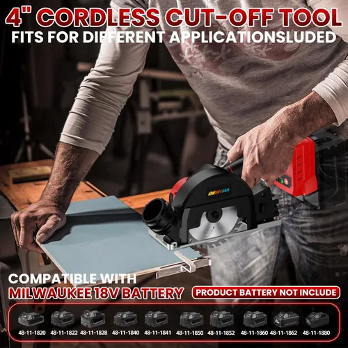 Miniatura 2 de Herramienta de corte inalámbrica sin escobillas de 4" compatible con batería Dewalt 20V MAX, mini sierra de 500W hasta 12000RPM con 6 discos