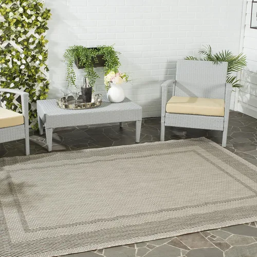 Miniatura 30 de SAFAVIEH Alfombra lavable al aire libre Courtyard Collection - 2'3" x 5', beige y negro, no desprende pelusa y fácil de limpiar, ideal para patio