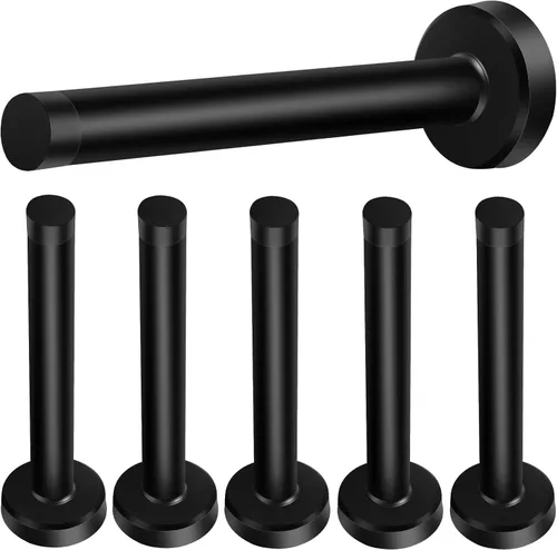 Miniatura 9 de Topes de puerta, tope de puerta de 6 pulgadas de largo, montaje en pared, resistente y rígido, de acero inoxidable cepillado con puntas de plateado