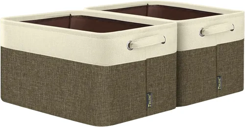 Miniatura 56 de BALEINE 1 paquete de contenedores de almacenamiento de tela para estantes, cestas de almacenamiento de lino para organizar, contenedores decorativos