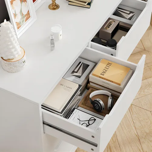 Miniatura 7 de Hostack - Cómoda moderna de 6 cajones para dormitorio, cómoda doble de madera con almacenamiento, organizador de almacenamiento de madera grande