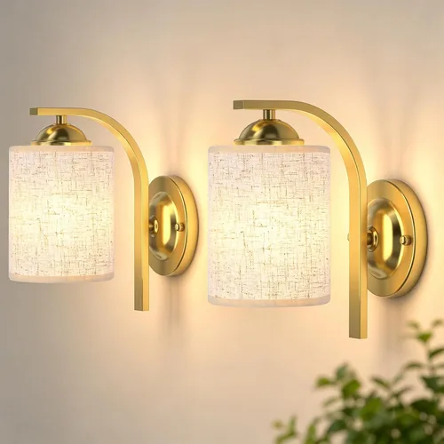 Miniatura 13 de Juego de 2 apliques de pared, lámparas de baño cableadas, iluminación de pared moderna para tocador de baño con pantalla de vidrio transparente