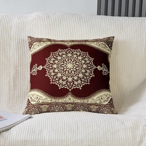 Miniatura 2 de Erosebridal Juego de 2 fundas de almohada retro florales de 16 x 16 pulgadas, fundas de almohada tribales exóticas, estilo bohemio, borgoña, retro