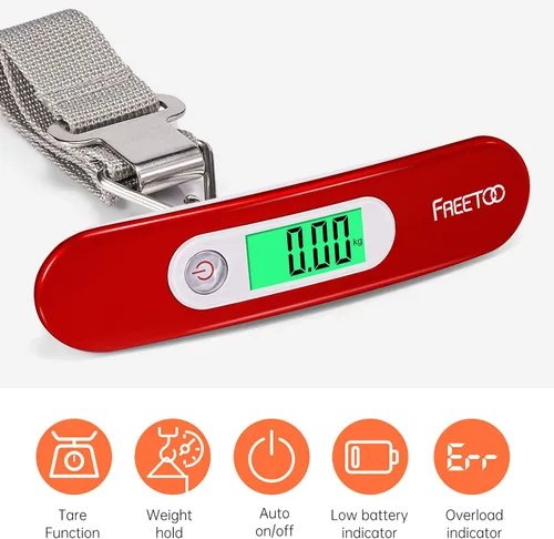 Miniatura 3 de FREETOO Báscula de equipaje portátil digital para maleta, báscula de viaje con función de tara, capacidad de 110 libras