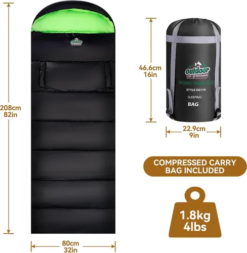 Miniatura 2 de Saco de dormir para adultos y niños de 4 estaciones, cálido, impermeable y ligero, ideal para camping, mochilero y senderismo