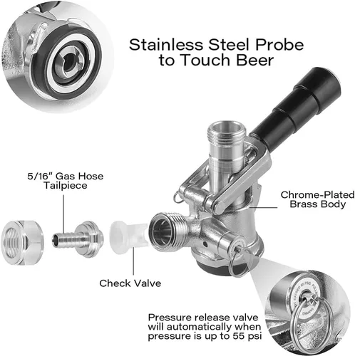 Miniatura 5 de TMCRAFT Kit de torre Kegerator, kit de conversión de cerveza de doble toque, torre de cerveza de acero inoxidable con regulador CGA-320 de doble