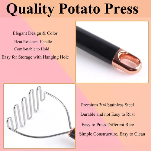 Miniatura 2 de COKEENA Triturador profesional de papas de acero inoxidable 304, triturador de papas resistente, triturador de alambre de metal para cocina