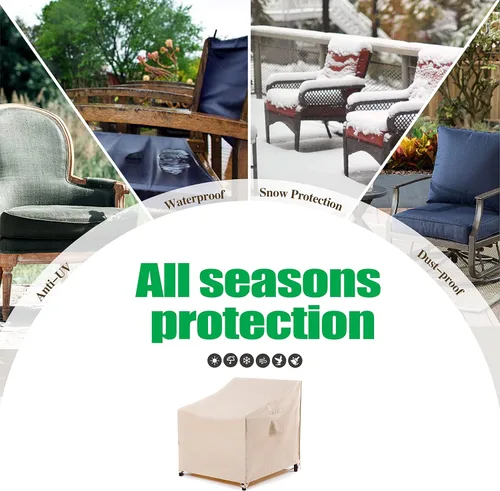 Miniatura 8 de F&J Outdoors Funda impermeable resistente a los rayos UV para silla de patio de asiento profundo, silla de comedor, 35" de ancho x 39" de Beige