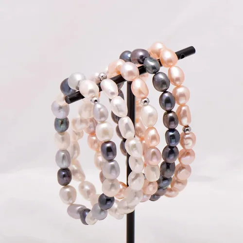 Miniatura 5 de Joseph Brothers Pulsera de perlas de agua dulce cultivadas blancas para mujer, 7 pulgadas