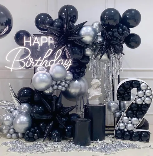 Miniatura 4 de KALOR Globos negros de 12 pulgadas, 0.11 oz/100 globos gruesos, globos de látex mate para fiestas de cumpleaños, decoraciones de boda, despedida